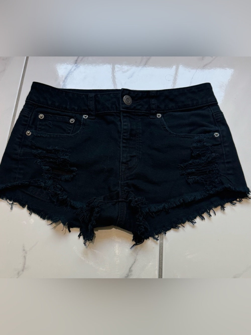 American Eagle Outfitters Black Distressed Jean Shorts